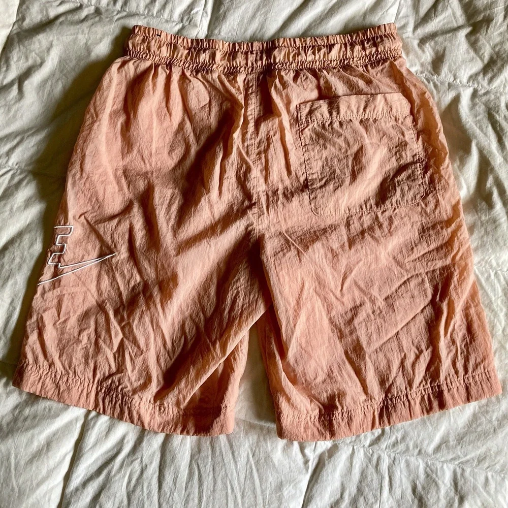 Nike Mens S Sportswear Alumni Woven Flow Nylon Water Shorts Trunks Peach Apricot